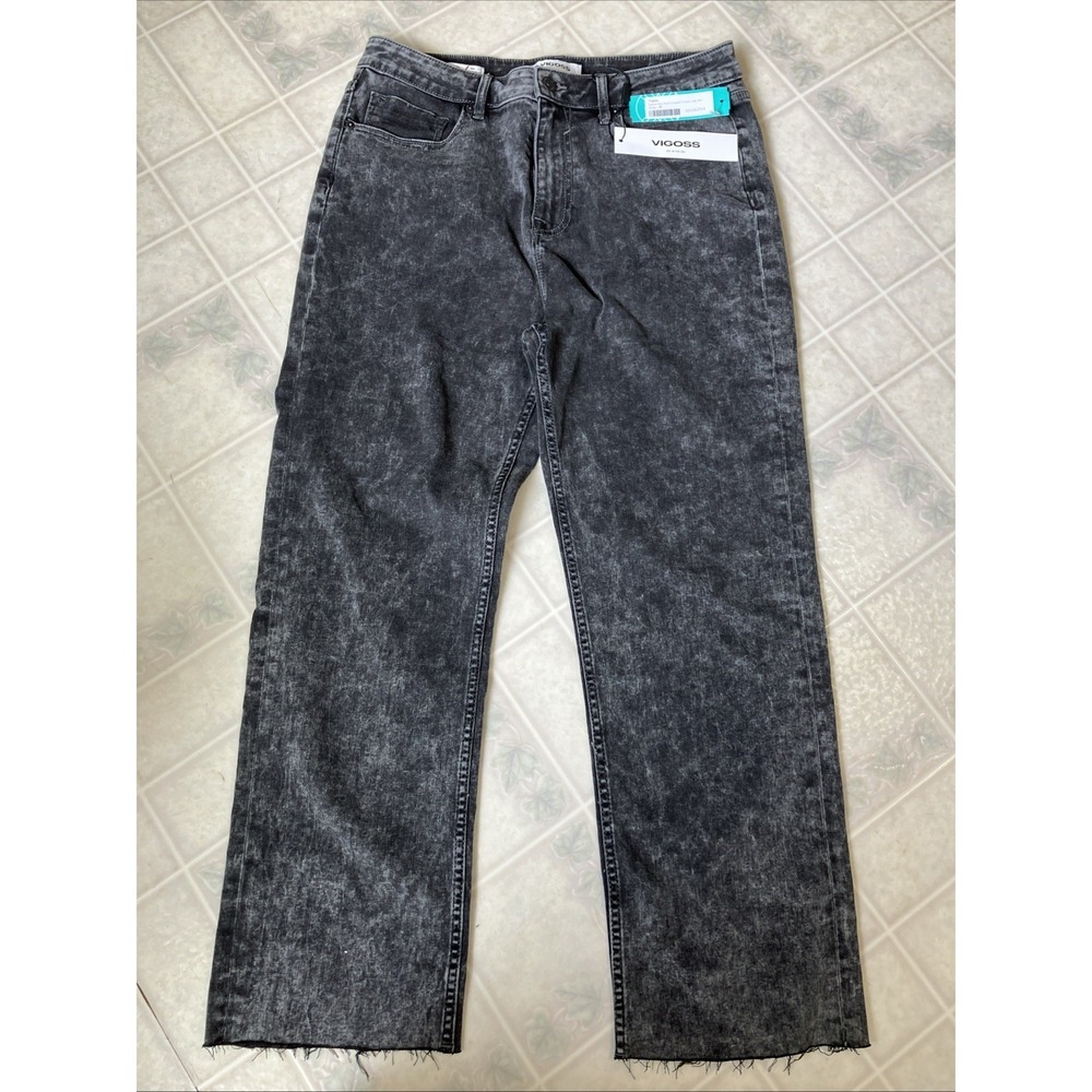 VIGOSS Stevie‎ Crop Straight Jeans 12 31 gray Stonewashed Straight raw Edge Jean